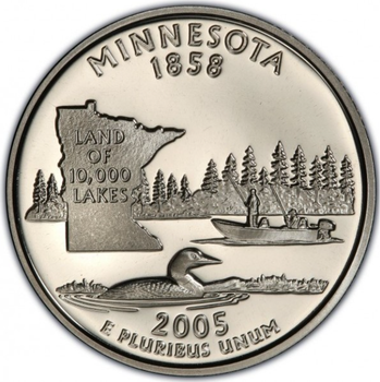 Монета 25 центів (квотер) США 2005 D UNC "Штати і території - Міннесота. Minnesota