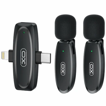 Беспроводной петличный микрофон XO MKF010 2 микрофона Type-C черный для записи контента