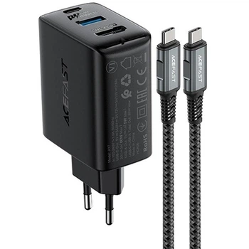 СЗУ A17 PD65W GaN (1USB-A/1C/1HDMI) + кабель Type-C to Type-C Black Acefast (2000003507085)