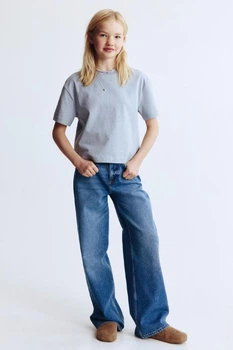 Підліткові джинси Loose Fit Wide Leg H&M вільного крою блакитний 158 см 463675 (4821000406304)