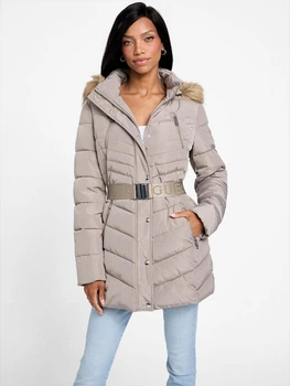 Куртка женская Guess (7626741485413) stevie hooded puffer M бежевая