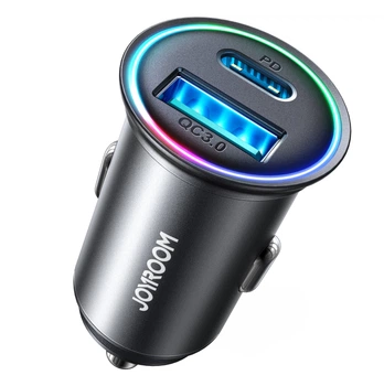 Автомобільний зарядний пристрій Joyroom JR-CCN04 Mini Metal A+C 60W Black