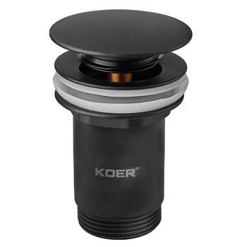 Донный клапан для раковины Koer PW-08-05 1 1/4'' без перелива автоматический Сlick-Сlack черный KR5789