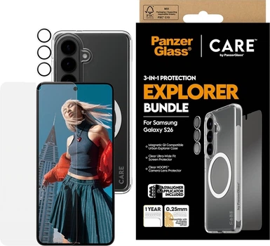 Захисний набір CARE by PanzerGlass 3-in-1 Bundle для Samsung Galaxy S26 Transparent (CR12957)