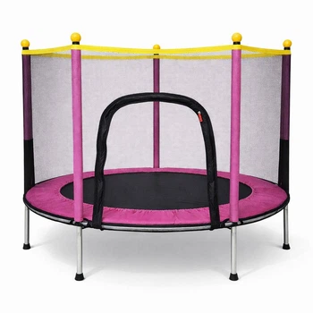 Батут дитячий Fitonix SafeJump 140 см із захисною сіткою та 6 опорами, рожевий, для активних ігор дітей
