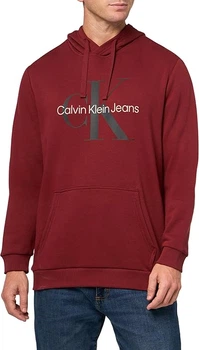 Чоловіча бордова кофта на флісі худі Calvin Klein з лого розмір M