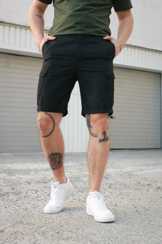 Мужские шорты карго Intruder "W" из натурального коттона с 6 функциональными карманами чёрные/2XL