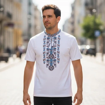 Футболка вышиванка мужская трикотажная Симфония XXXL Белая