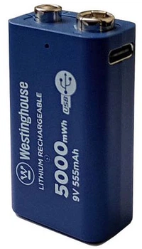 Аккумулятор литий-ионный Westinghouse Крона 9 V Type-C 555 mAh (0889554008362)