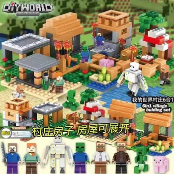 Конструктор для детей Minecraft Diy World набор для строительства деревни 6в1