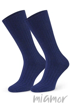Шкарпетки в рубчик чоловічі теплі з вовни STEVEN 184 Wool 41-43 Темно-сині