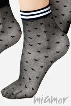 Шкарпетки з візерунком "Сердечки" Lores Gioco Calzino 20d One Size Nero/Bianco