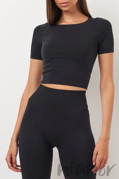 Tоп бесшовный с короткими рукавами Giulia Top Crop T-Shirt S/M Черный