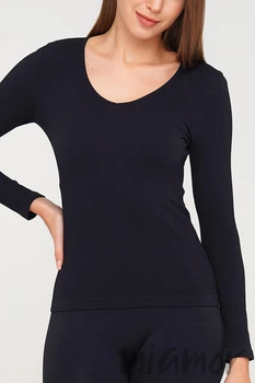 Лонгслив в рубчик GIULIA MAGLIA RIB Black L/XL Черный