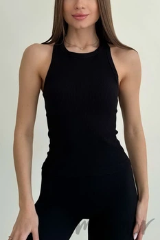 Майка-борцовка бесшовная в рубчик InSecret Canota Ribbed Sport Black L/XL Черная