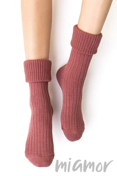 Шкарпетки теплі з вовною Steven 067 Sleeping Socks 35-37 Темно-рожеві