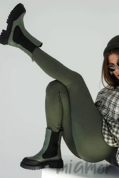 Леггинсы бесшовные в рубчик с пуш-ап эффектом GIULIA Leggings RIB Push Up KHAKI L/XL Хаки
