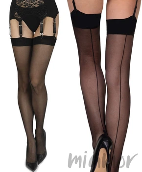 Панчохи під пояс зі швом ззаду ANNES Xena 20 3/4 Nero