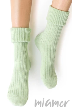 Носки теплые с шерстью Steven 067 Sleeping Socks 35-37 Светло-зеленые