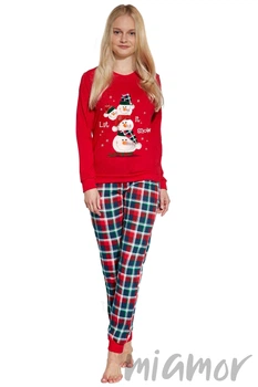 Пижама для девочки с новогодним принтом Family Look 592/172 SNOWMAN 134/140 Красная