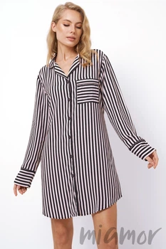 Сорочка-сукня жіноча в смужку ARUELLE Brittany Nightdress XS Чорно-рожева