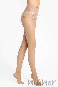 Колготки с широким кружевным поясом Marilyn SLIM EMOTION 30 3/4 Бежевый