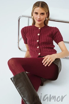 Колготки плотные с узором Gabriella Celest 80d 5 Bordo