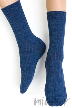 Шкарпетки дитячі в рубчик із мериносової вовни STEVEN 130 Merino Wool Kids 26-28 Джинс