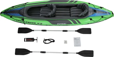 Каяк надувний двомісний (байдарка) Intex 68306 Challenger K2 (76*351 см., висота: 38 см., навантаження до 180 кг., весла, ручний насос, зелений)