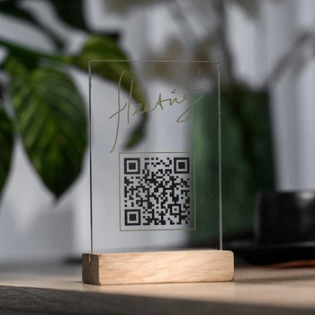 Настольное компактное меню QR Inko Horeca с акрила 16х6х10 см Прозрачный