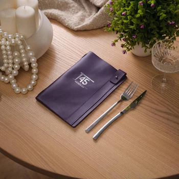 Кожаная папка А5 Inko Horeca с фиксацией на резинке и кобурным винтом ШМ07А5 Темно Фиолетовый