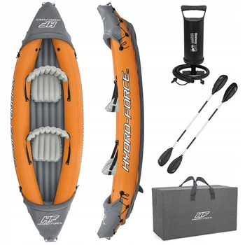 Каяк надувний двомісний (байдарка) BestWay 65077 Hydro-Force Lite-Rapid X2 Kayak (88*321 см., навантаження до 160 кг., весла, насос, помаранчевий)