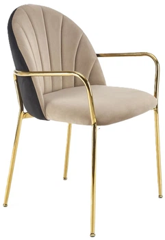 Krzesło do kuchni i salonu Halmar K500 ze złotym stelażem Beżowe/Czarne (5905248126060)