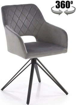 Стілець для кухні та вітальні Halmar K535 обертальний Попелястий (5905248132306)