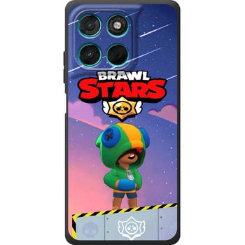 Силиконовый Чехол с Картинкой для Motorola G77 Принт (Бравл Старс Леон, Brawl Stars Leon) (72488-ysm025)