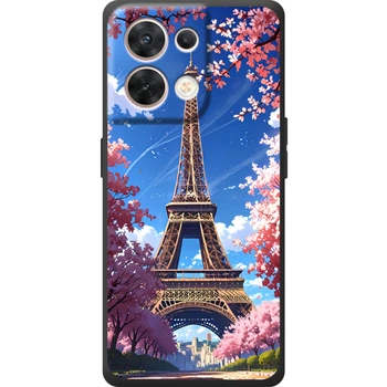 Силиконовый Чехол с Картинкой для OPPO Reno 8 5G Принт (Париж, Эйфелева Башня) (70719-ysm036)