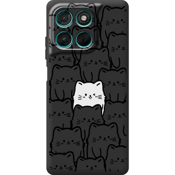 Силіконовий Чорний Чохол з Картинкою для Motorola G86 Power Принт (Котики) (70371-ysb013)