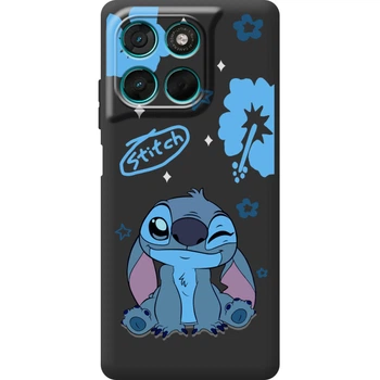 Силиконовый Черный Чехол с Картинкой для Motorola G57 Power Принт (Стич, Stitch) (70370-ysb012)