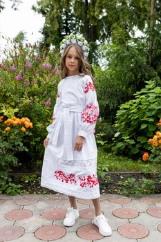 Вишита сукня для дівчинки Trend Пташиний 164 Білий (SOLSUD2242)