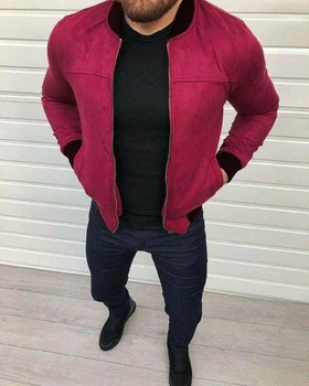 Бомбер замшевий бордо S