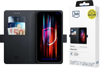 Etui 3MK Wallet Case do Apple iPhone 16e Black (5903108564816)