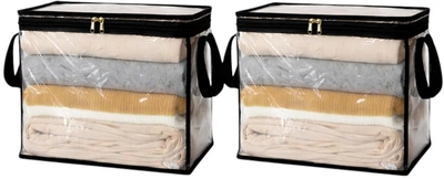 Набор ORGANIZE средних прозрачных сумок для вещей Черный (Hbk-2M-black)