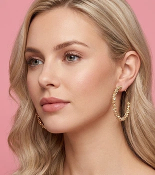 Фактурні сережки-кільця "Stardust" Honey Fashion Accessories золотистий (120102)