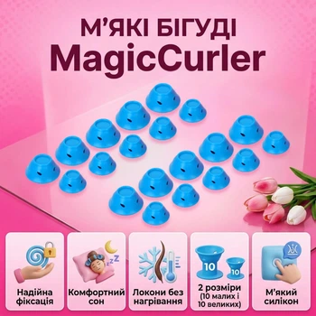 Мягкие бигуди для завивки волос MagicCurler, 20 шт. (10 малых + 10 больших), синие