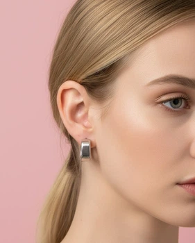 Квадратні сережки у стилі мінімалізм "Sleek Geo" Honey Fashion Accessories сріблястий (120117)