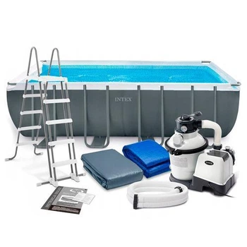 Каркасный бассейн Intex 26356 Rectangular Ultra XTR Frame 549×274×132 см 17 203 л фильтр-насос, лестница, подстилка, тент