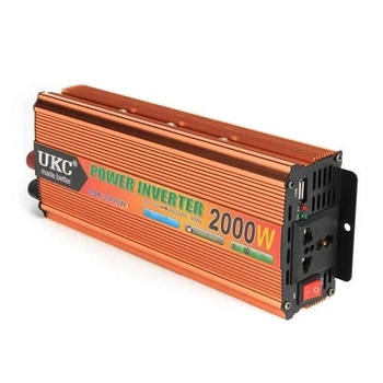Автомобільний інвертор 2000W 12V-220V UKC, перетворювач напруги з USB, потужний автоперетворювач для техніки
