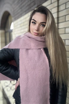 Шарф ангоровый одинарный Felicia Cascona 180x23см Пудровый