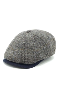 Кепка восьмиклинка шерстяная в цветную клетку 6-LEONARDO HarrisTweed HOOK 56 Коричневый HT-505C2