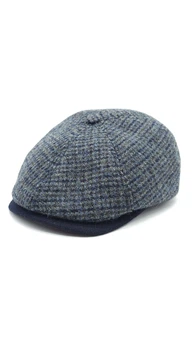 Кепка восьмиклинка шерстяная в цветную клетку 6-LEONARDO HarrisTweed HOOK 58 Темно-серый HT-C402